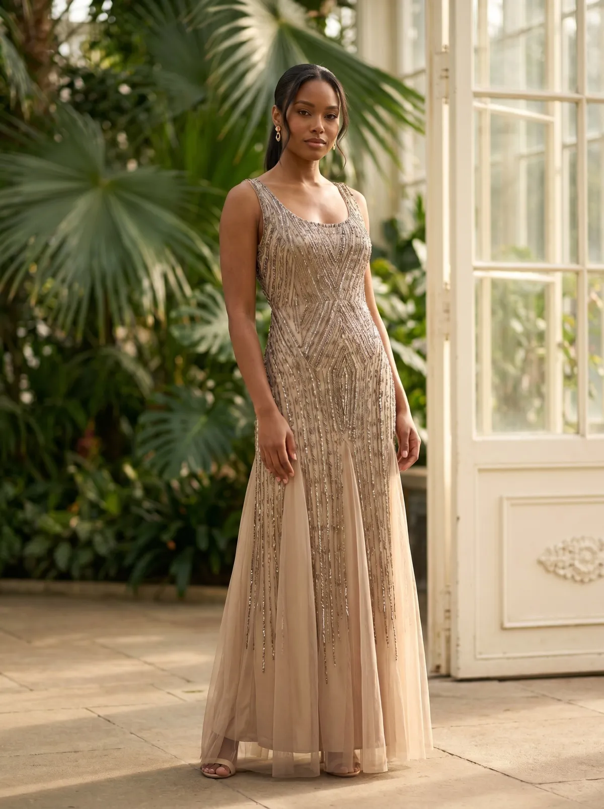 Vestido dourado para mãe da noiva