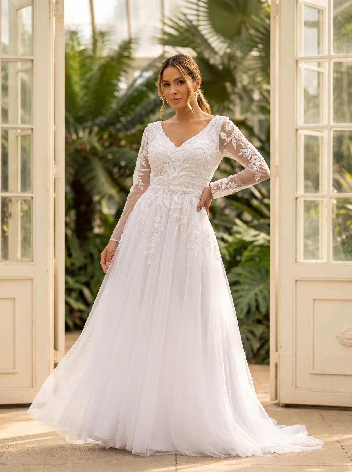 Vestido de noiva marfim com renda